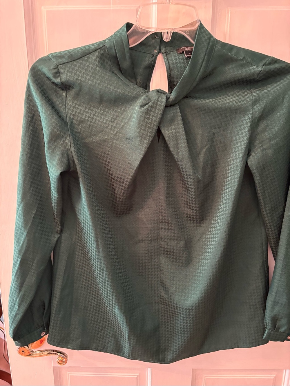 Ann Taylor Factory Emerald Green Tie-Neck Blouse